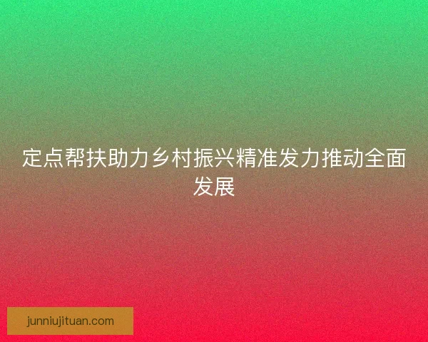 定点帮扶助力乡村振兴精准发力推动全面发展