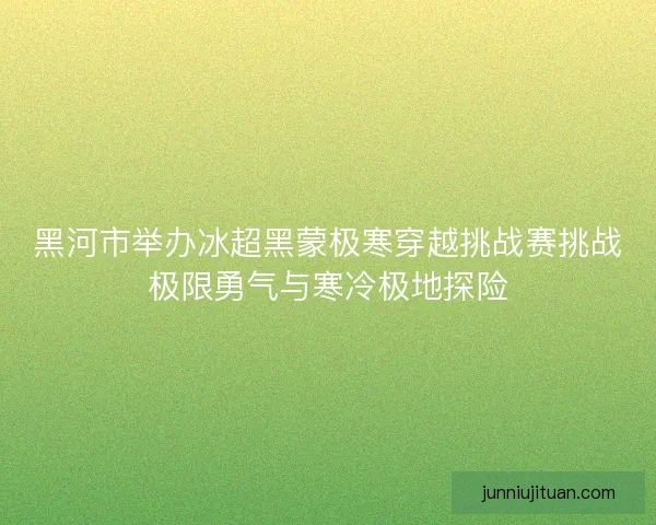 黑河市举办冰超黑蒙极寒穿越挑战赛挑战极限勇气与寒冷极地探险