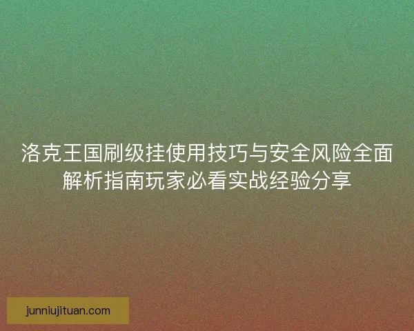 洛克王国刷级挂使用技巧与安全风险全面解析指南玩家必看实战经验分享