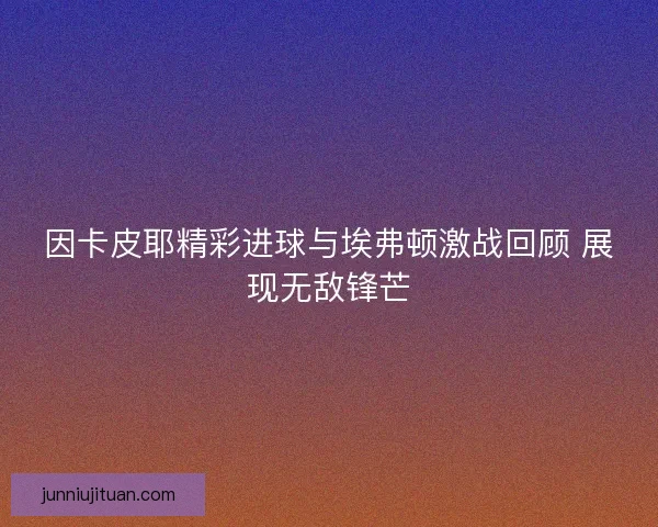 因卡皮耶精彩进球与埃弗顿激战回顾 展现无敌锋芒